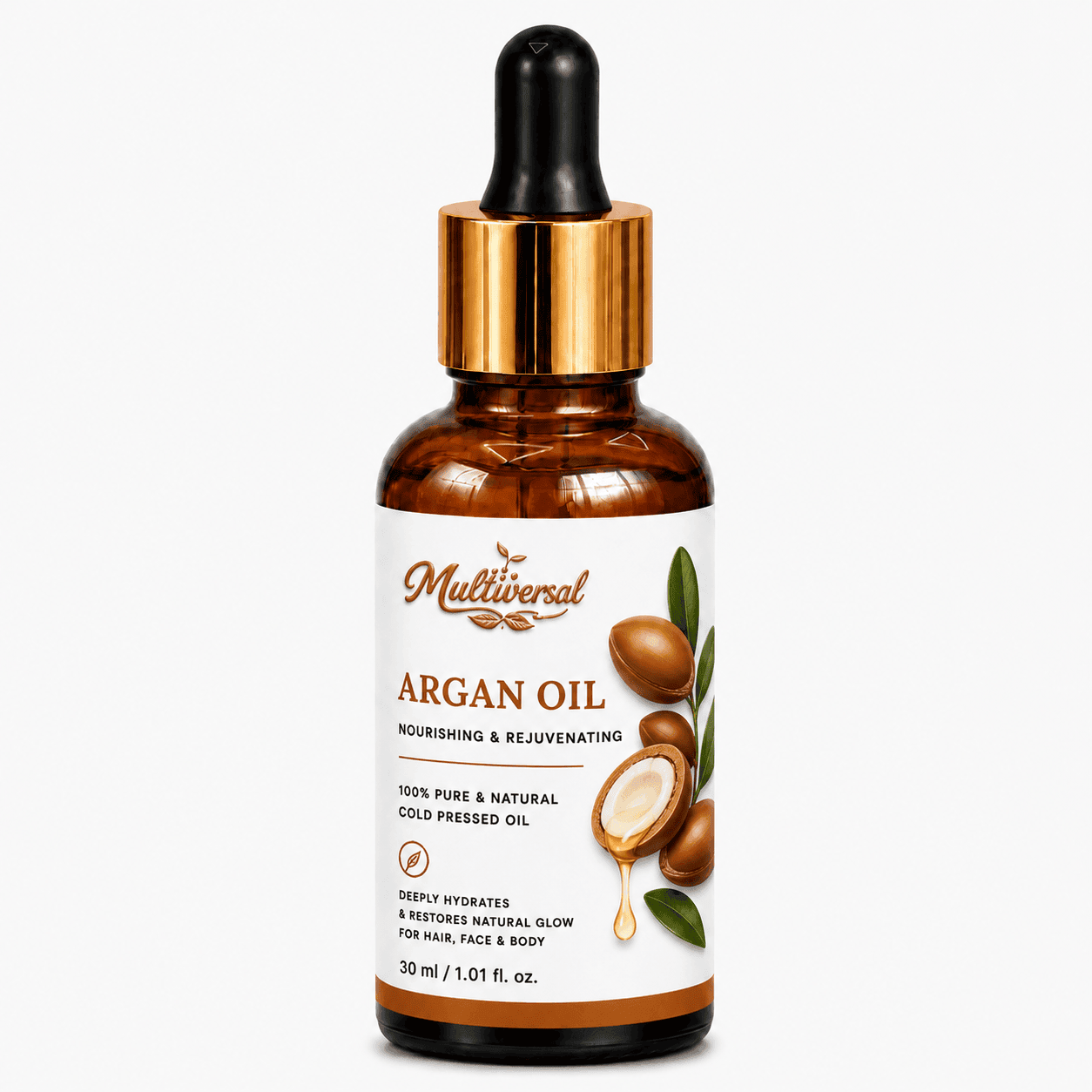 Multiversal Pure Argan Oil — Premium, Cold-Pressed Moroccan Luxury for Hair, Skin, and Body